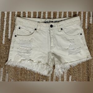 Volcom Women's Frayed White Jean Shorts